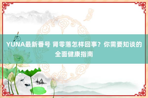 YUNA最新番号 肾零落怎样回事？你需要知谈的全面健康指南
