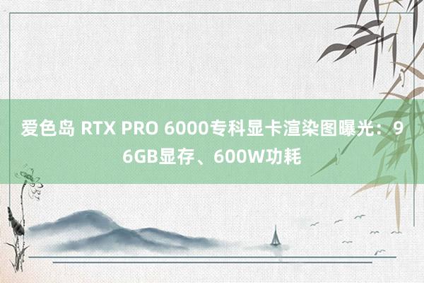 爱色岛 RTX PRO 6000专科显卡渲染图曝光：96GB显存、600W功耗