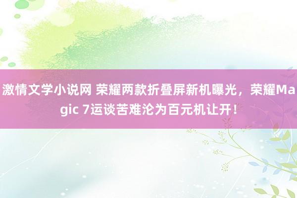 激情文学小说网 荣耀两款折叠屏新机曝光，荣耀Magic 7运谈苦难沦为百元机让开！