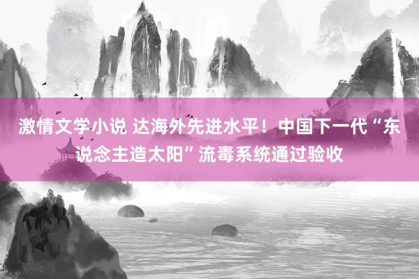 激情文学小说 达海外先进水平！中国下一代“东说念主造太阳”流毒系统通过验收