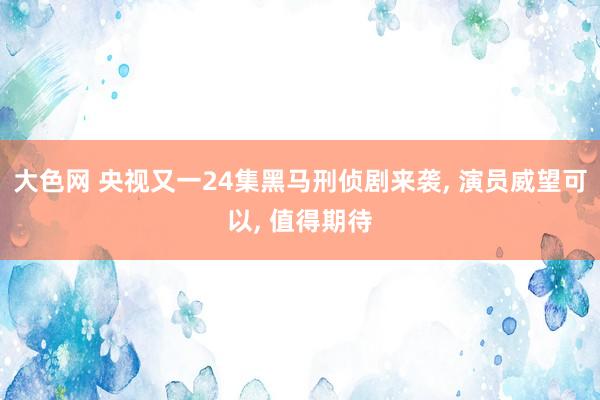 大色网 央视又一24集黑马刑侦剧来袭， 演员威望可以， 值得期待