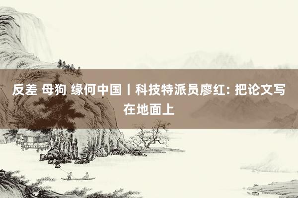 反差 母狗 缘何中国丨科技特派员廖红: 把论文写在地面上