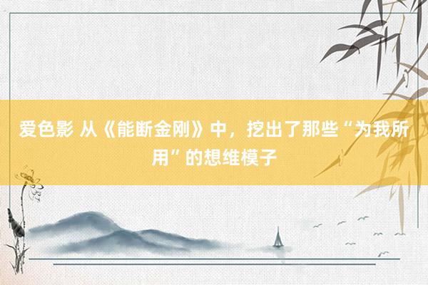 爱色影 从《能断金刚》中，挖出了那些“为我所用”的想维模子